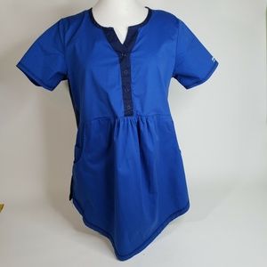 Butter-Soft Brand Blue Maternity Stretch Scrubs Top Size Small Nurse CNA